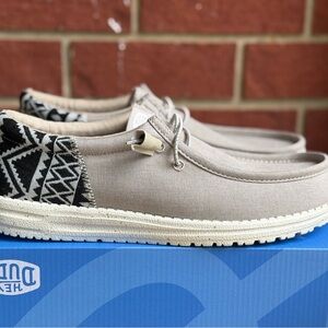 Hey Dude Wally Funk Jacquard Bungee Gray White Black Mens New Sneakers Shoes